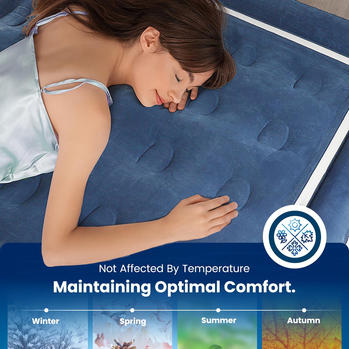 KINGJERRY Air Mattress Queen with Built in Pump and 4 Portable Handles, 18" High Comfortable Portable Blow Up Mattress for Guests, Air Bed with Carry Bags, Sturdy Inflatable Mattress for Home&Camping