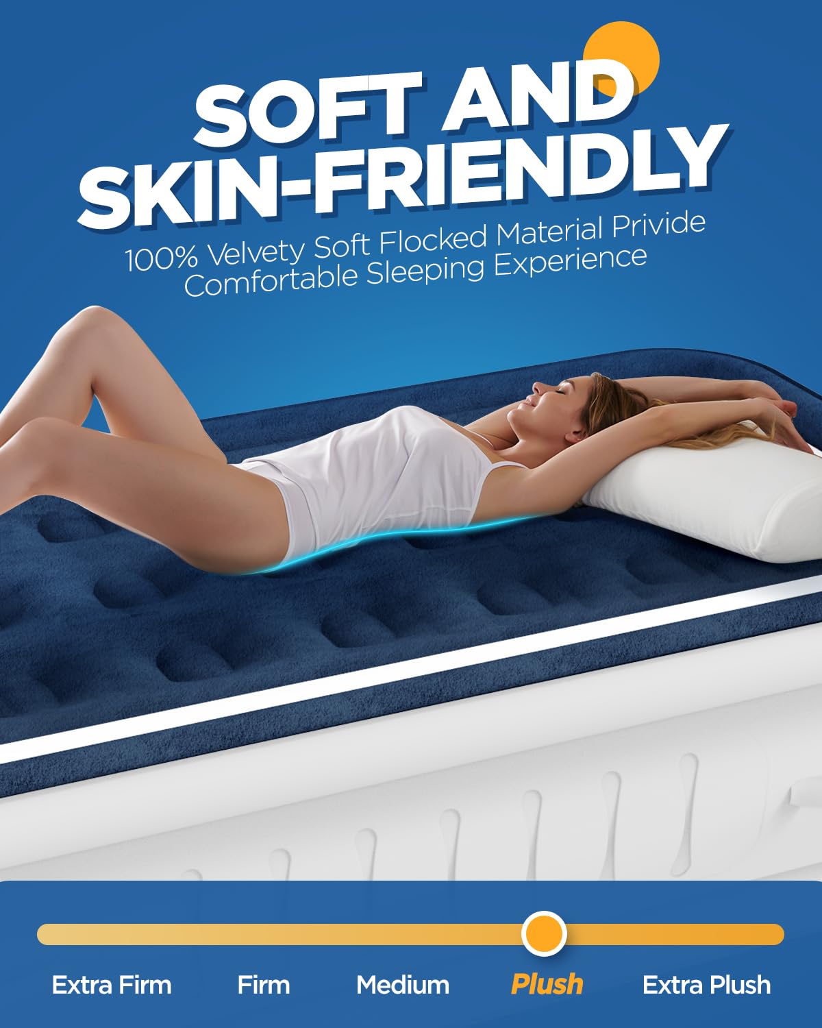 KINGJERRY Air Mattress Twin with Built in Pump and 4 Portable Handles, 18" High Comfortable Portable Blow Up Mattress for Guests, Air Bed with Carry Bags, Sturdy Inflatable Mattress for Home&Camping