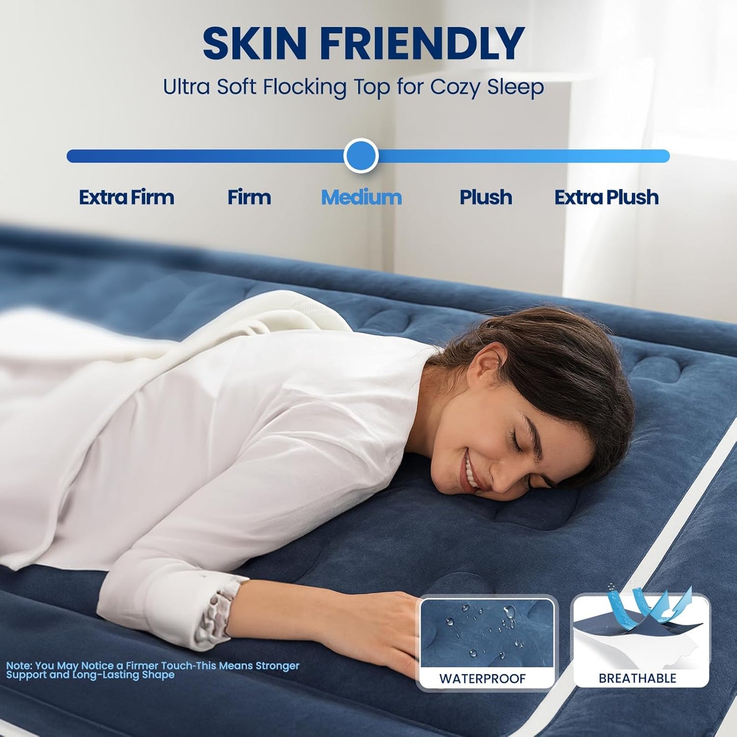 KINGJERRY Queen Air Mattress with Built in Pump, 4 Portable Handles, 18" Raised Comfort, Leak-Tested, Anti-collapse Design, 3 Mins Inflation, 800lb Support Inflatable Mattress for Home Guest & Camping